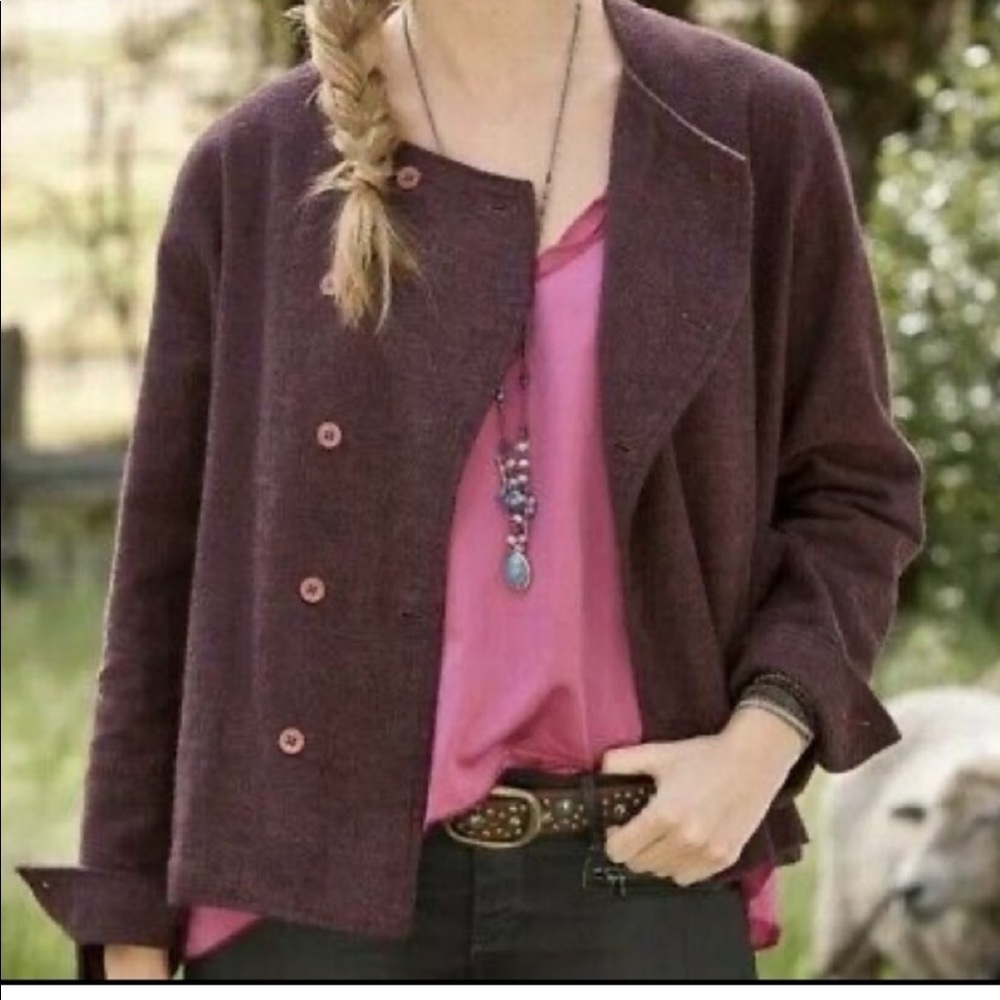 Sold at free people CP Shades brand Bistro Jacket in Burgundy Cotton